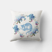 Coussin Alice dans floral bleu de chat de Cheshire du pays (Verso)