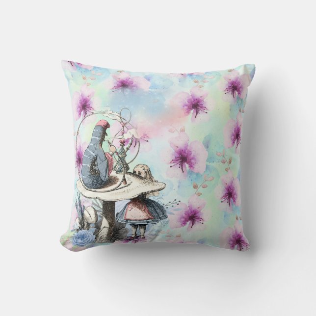 Coussin Alice et Caterpillar Purple Floral (Recto)