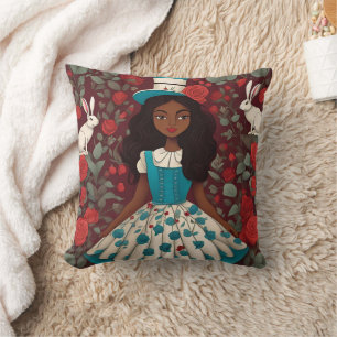Coussin Alice noire au pays des merveilles