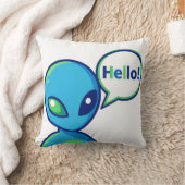 Coussin Alien bleu mignon disant bonjour (Couverture)
