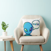 Coussin Alien bleu mignon disant bonjour (Chaise)