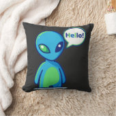 Coussin Alien bleu mignon disant bonjour (Couverture)