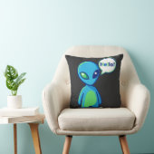 Coussin Alien bleu mignon disant bonjour (Chaise)