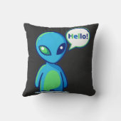 Coussin Alien bleu mignon disant bonjour (Verso)