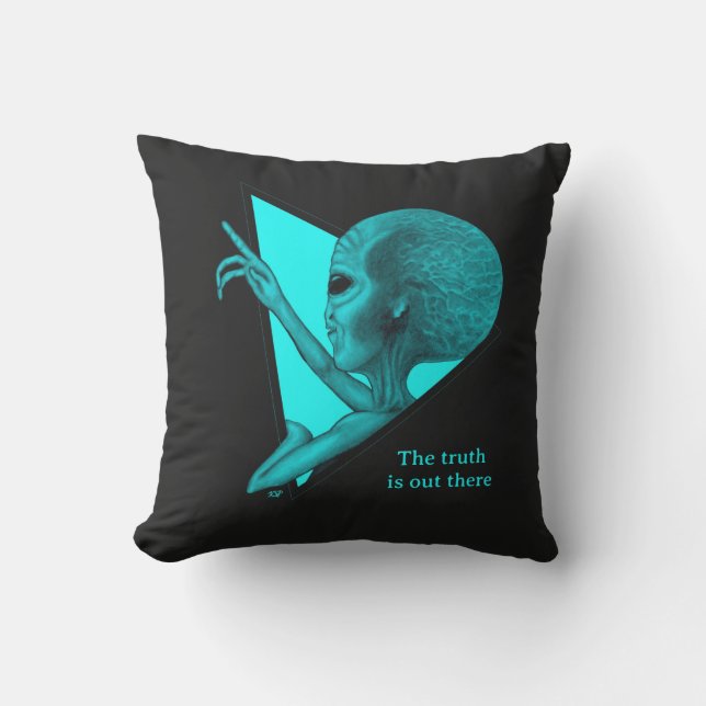 Coussin Alien Gris, la vérité est ailleurs (Recto)