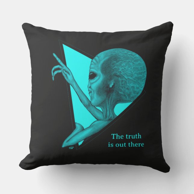 Coussin Alien gris, la vérité est là (Recto)