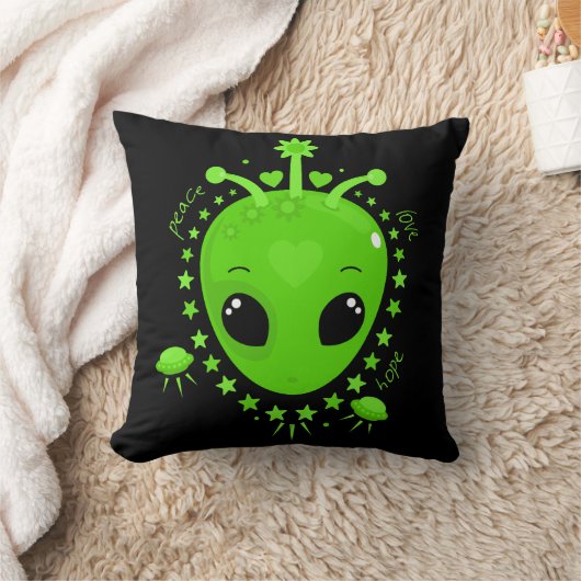 Coussin Alien Mignon Espoir Paix Amour Amusement Extraterr (Couverture)