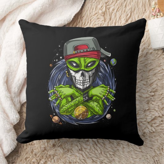 Coussin Alien spatial Gangstа UFO Extraterrestres Rapper (Couverture)