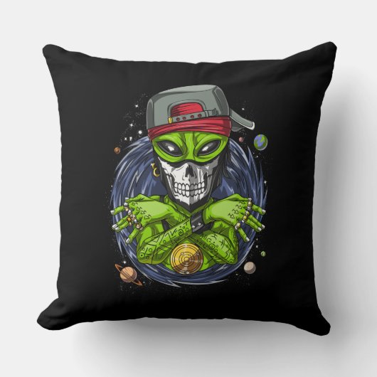 Coussin Alien spatial Gangstа UFO Extraterrestres Rapper (Recto)