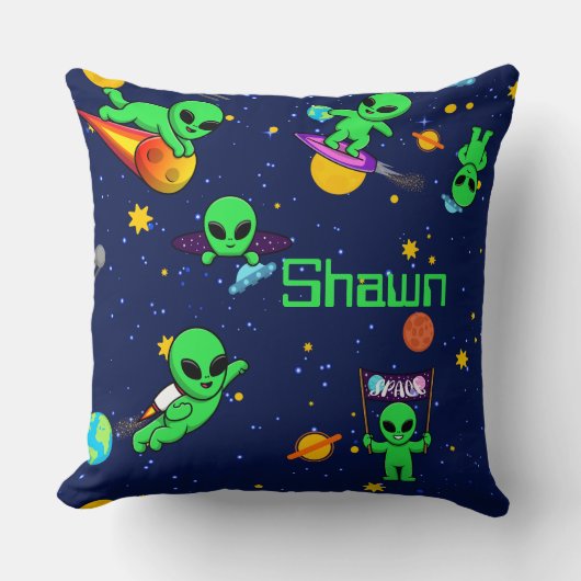 Coussin Aliens personnalisés dans l'espace (Recto)