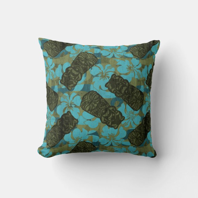 Coussin Ali'i Refuge Hawaiian Hibiscus Tiki (Recto)