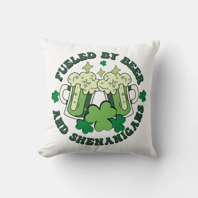 Coussin Alimenté par la bière et les bêtises (Recto)