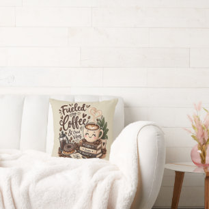 Coussin Alimenté par le café et les bonnes vibrations – Am