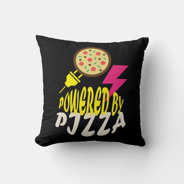 Coussin Alimenté par Pizza – Conception amusante pour les  (Recto)