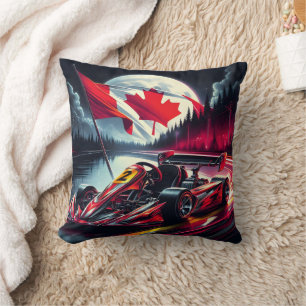 Coussin Aller à la course de kart sous un ciel canadien éc