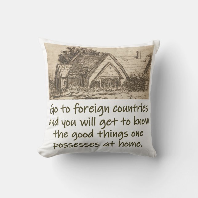 Coussin Aller À Pays Étrangers - Home Citation (Recto)