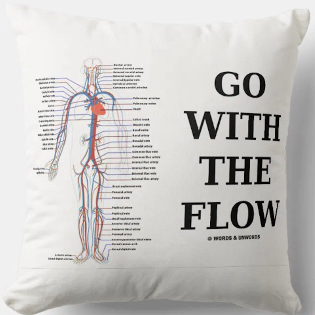 Coussin Aller Avec Le Système Circulatoire De Flux (Circulatory system throw pillow for anyone who knows that one should "Go With The Flow")