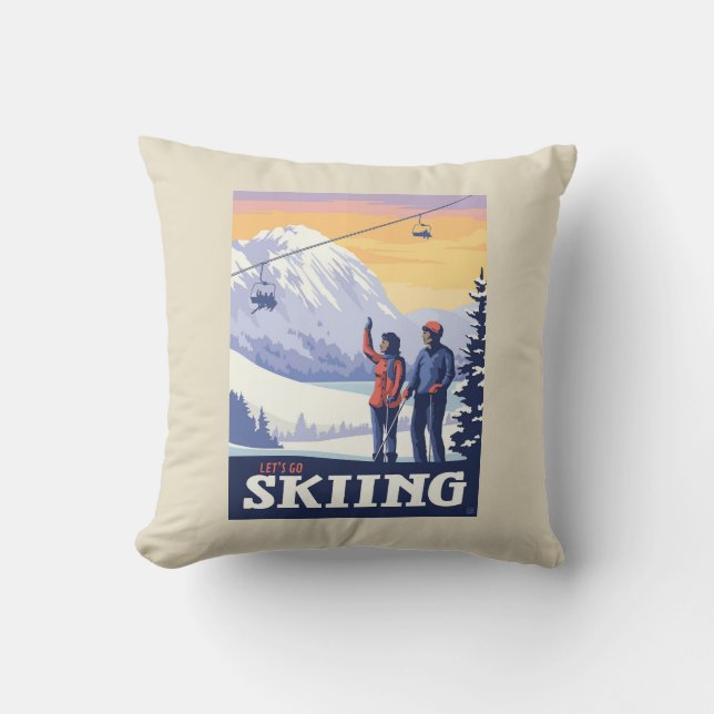 Coussin Aller skier Vintage Imprimer (Recto)