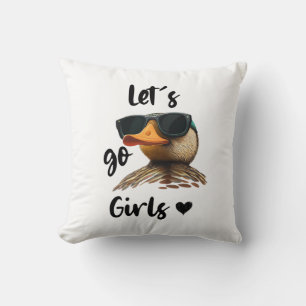 Coussin Allez, les filles Coeur Drôle Canard Portant des l