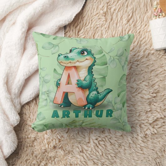 Coussin Alligator Pillow – Jungle Letter A – Custom Name (Couverture)
