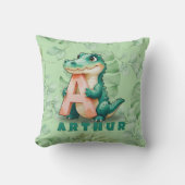Coussin Alligator Pillow – Jungle Letter A – Custom Name (Recto)