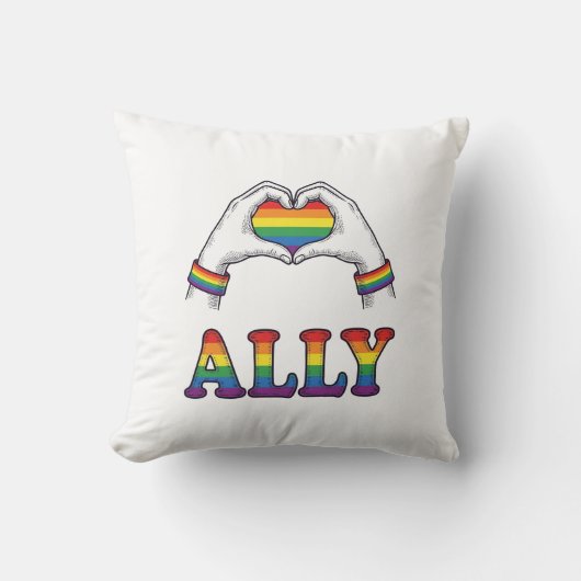 Coussin Ally Rainbow Hands Heart Vintage Pride Conception  (Recto)