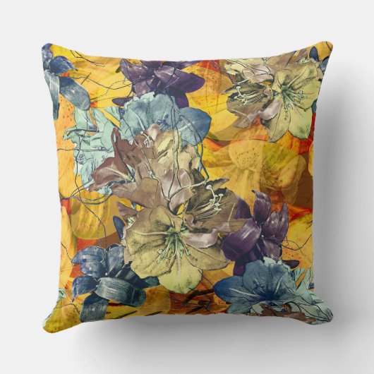 Coussin Almofada decorativa com pintura floral. (Verso)