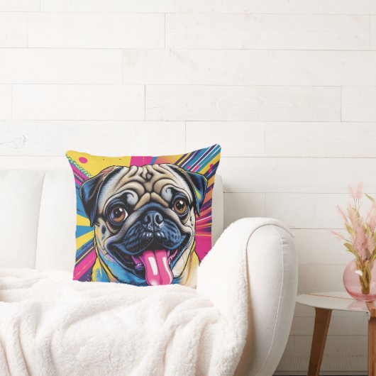 Coussin Almofada em Pop Art de Pug 01 (Canapé)