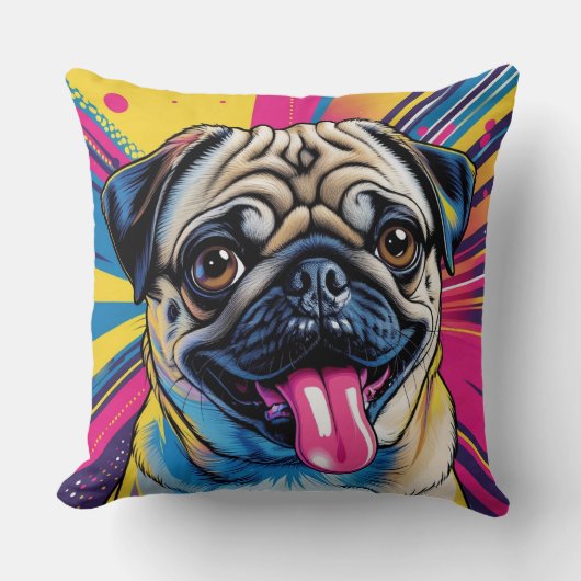 Coussin Almofada em Pop Art de Pug 01  (Recto)