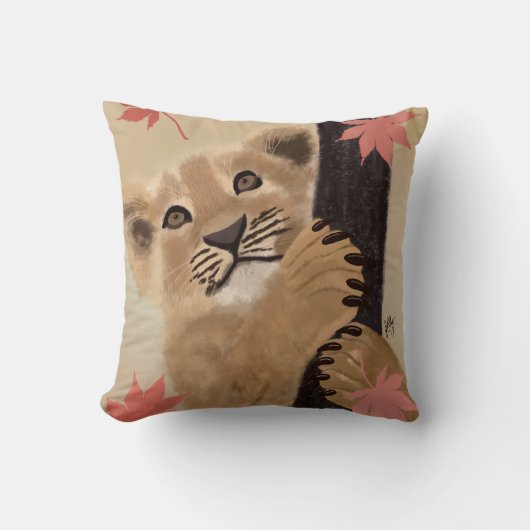 Coussin almofada filhote de leão brincando (Recto)
