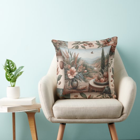 Coussin almofada quadrada estampada com flores adelfa (Chaise)