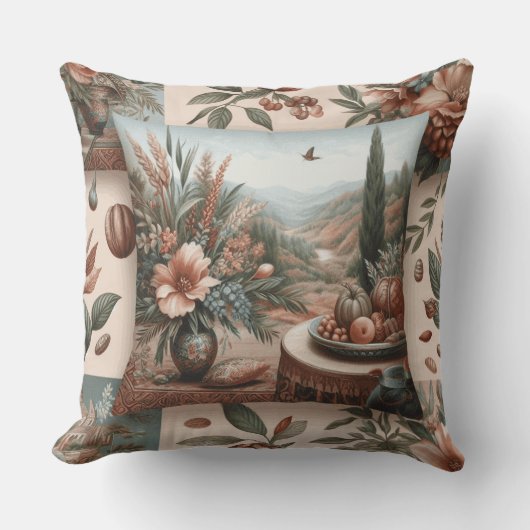 Coussin almofada quadrada estampada com flores adelfa (Recto)