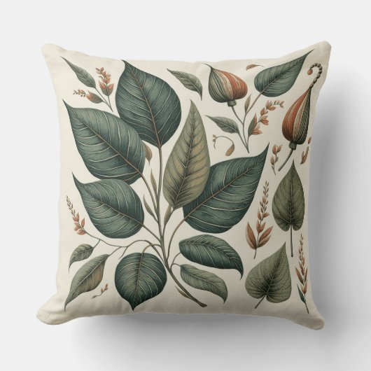 Coussin almofada quadrada estampada com folhas  (Recto)