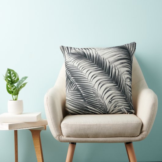 Coussin almofada quadrada estampada folha de coqueiro (Chaise)