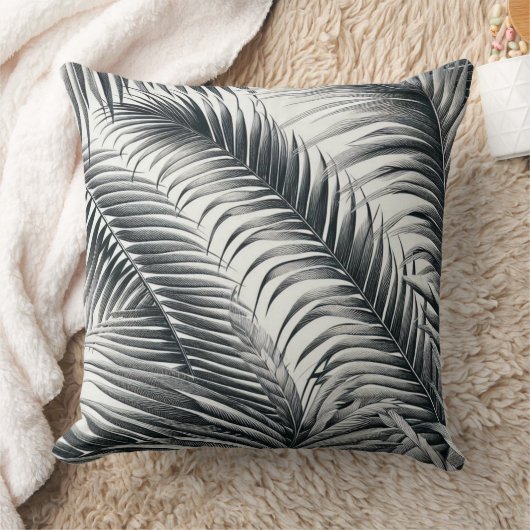 Coussin almofada quadrada estampada folha de coqueiro (Couverture)