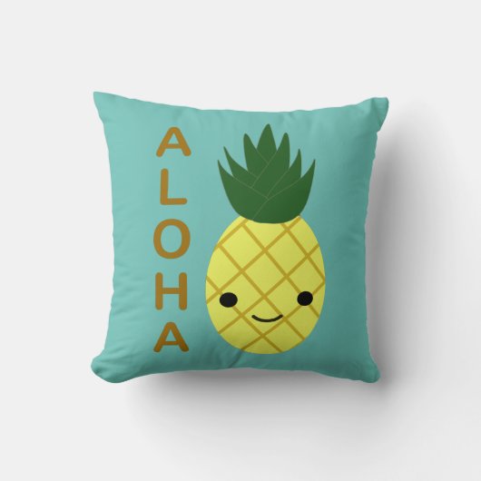 Coussin Aloha Cute Kawaii Ananas (Recto)
