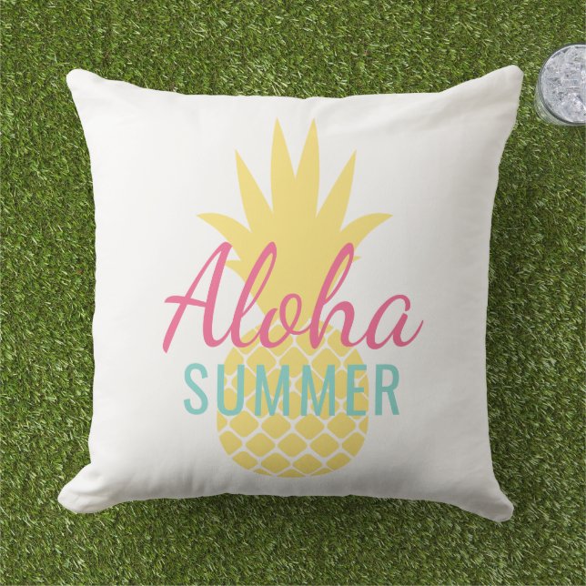 Coussin Aloha Été Jaune Ananas Tropical (Herbe)