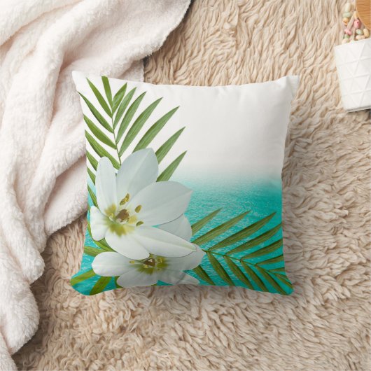 Coussin Aloha fleurs tropicales de plage (Couverture)