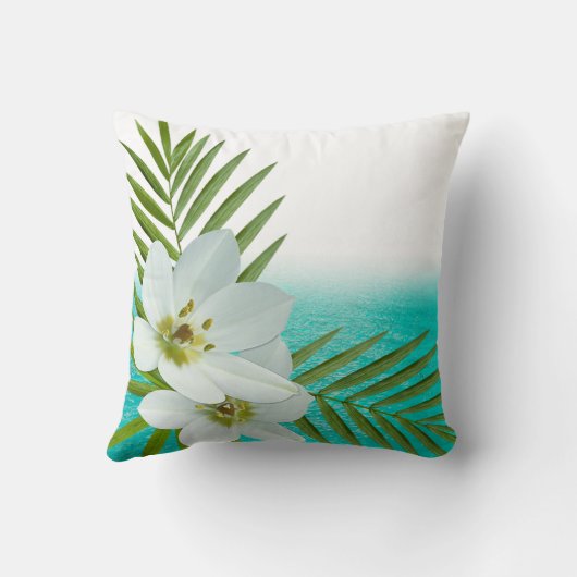 Coussin Aloha fleurs tropicales de plage (Verso)