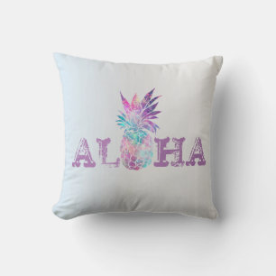 Coussin Aloha Hawaiian Ananas, Argent