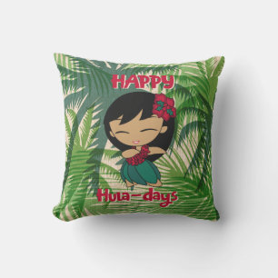 Coussin Aloha Honeys Noël Holiday Hula Girl Palms