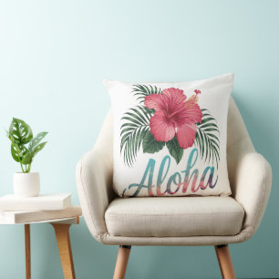 Coussin Aloha îles hawaïennes Hawaï Fleur d'Hibiscus
