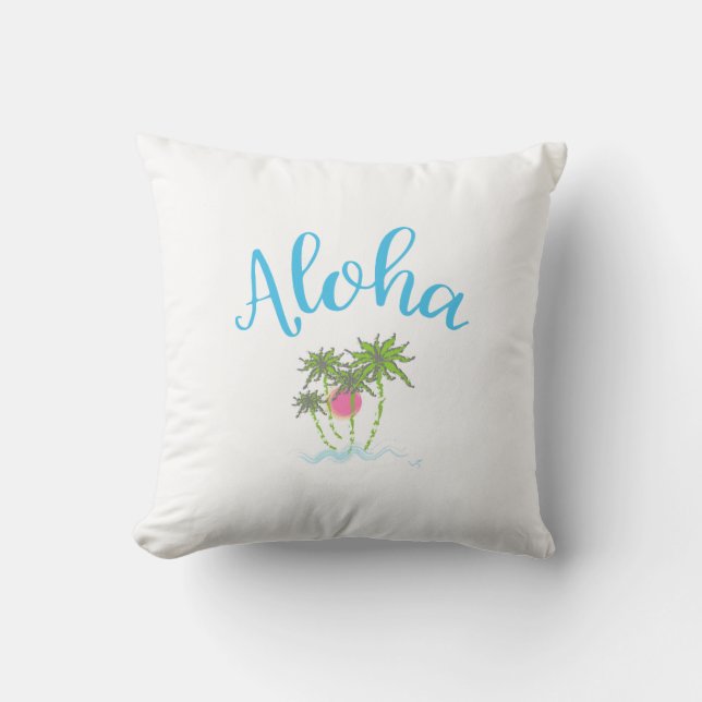 Coussin Aloha Plages Hawaiian Style Été Unique (Recto)