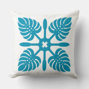 Coussin Aloha Spirit Hawaiian Quilt - Monstera & Paddles