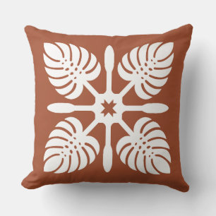 Coussin Aloha Spirit Hawaiian Quilt - Monstera & Paddles