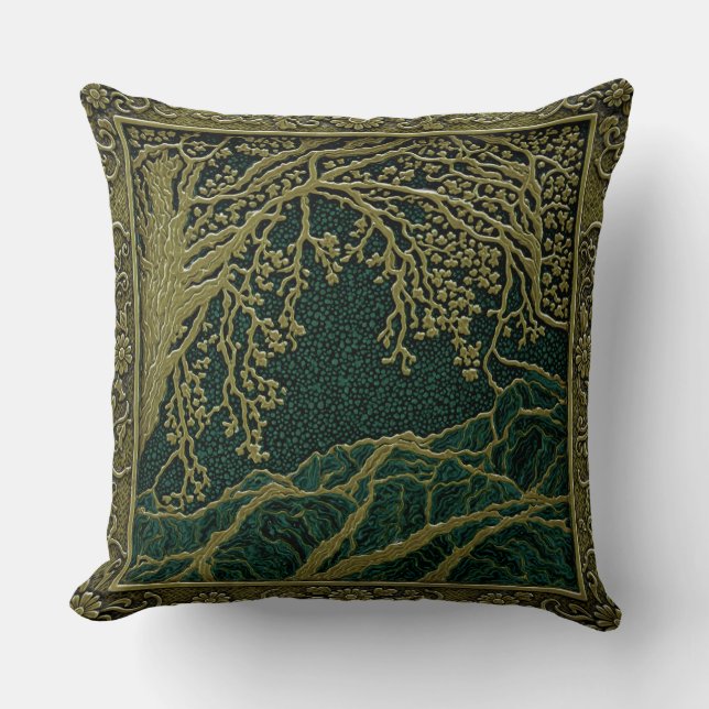 Coussin Alpes françaises Or Citron Malachite  (Recto)