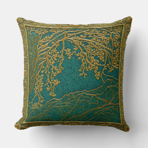 Coussin Alpes françaises Or Teintes citron sarcelle