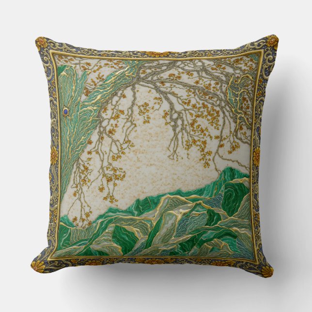 Coussin Alpes Or Argent Lapis Ambre Malachite  (Recto)