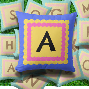 Coussin Alphabet à saint jacques Monogramme à saint jacque