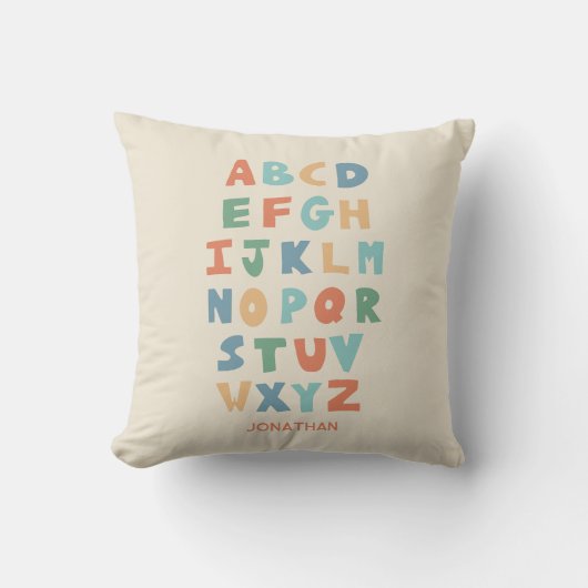 Coussin Alphabet ABC moderne Décor personnalisé pour enfan (Recto)